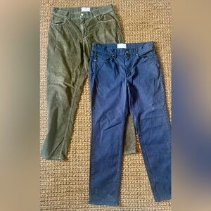 EUC Lot of 2 Pairs of Men’s Everlane Corduroy Green & Gray Pants 32x30 & 33x30